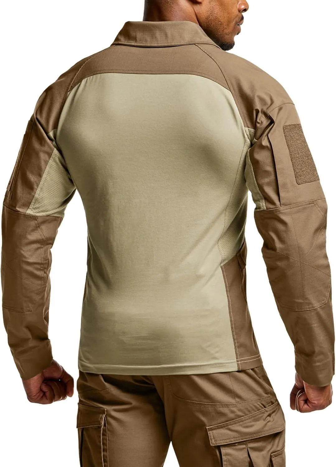 CQR Men's Combat Shirt Tactical 1/4 Zip Long Sleeve Military BDU Shirts Camo EDC Top with Pockets