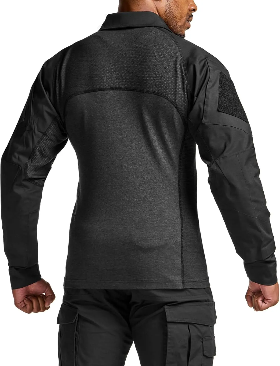 CQR Men's Combat Shirt Tactical 1/4 Zip Long Sleeve Military BDU Shirts Camo EDC Top with Pockets