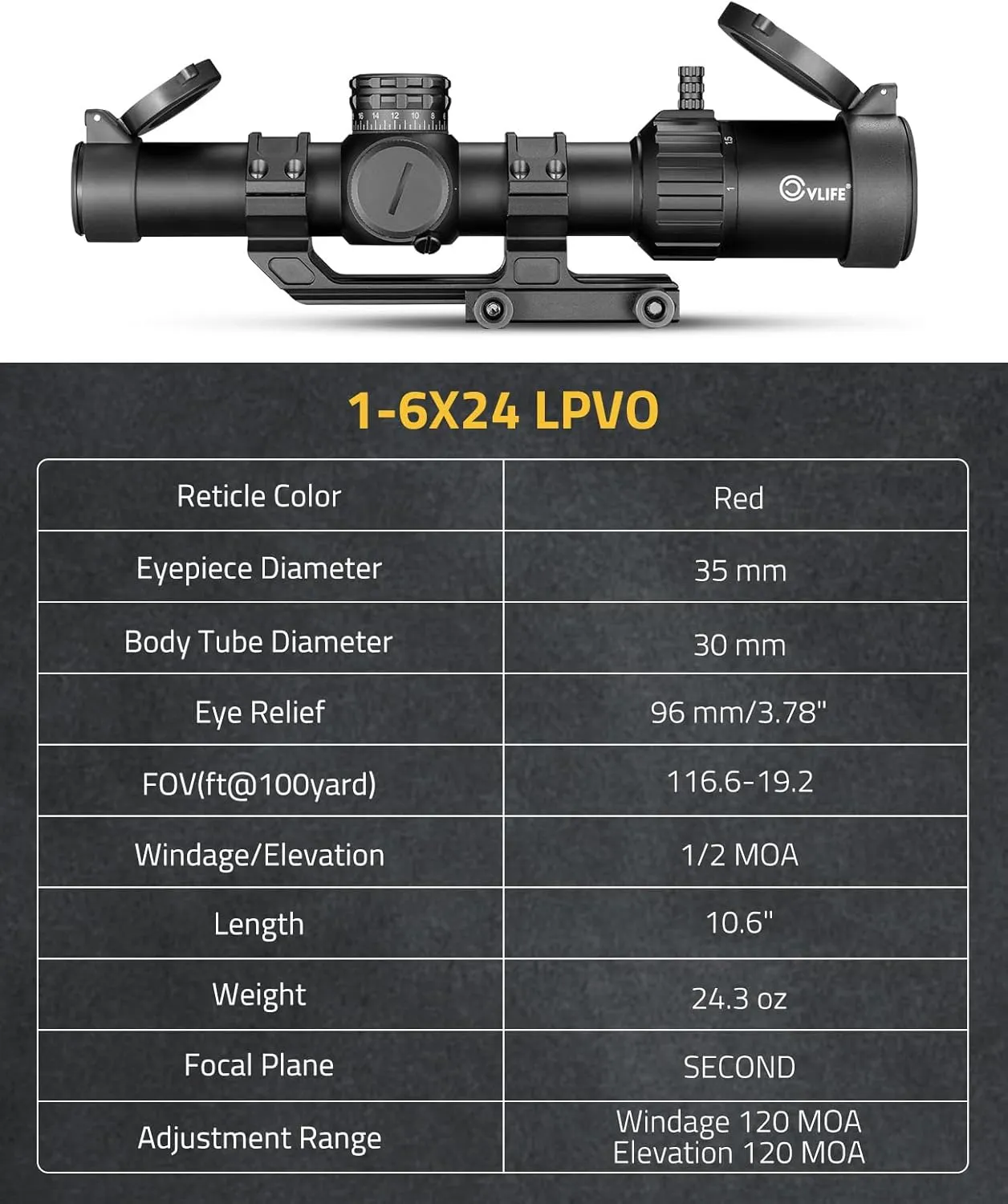 CVLIFE EagleTalon LPVO Rifle Scope with 30mm Cantilever Mount, Illuminated BDC Reticle for .223/5.56 and .308/7.62