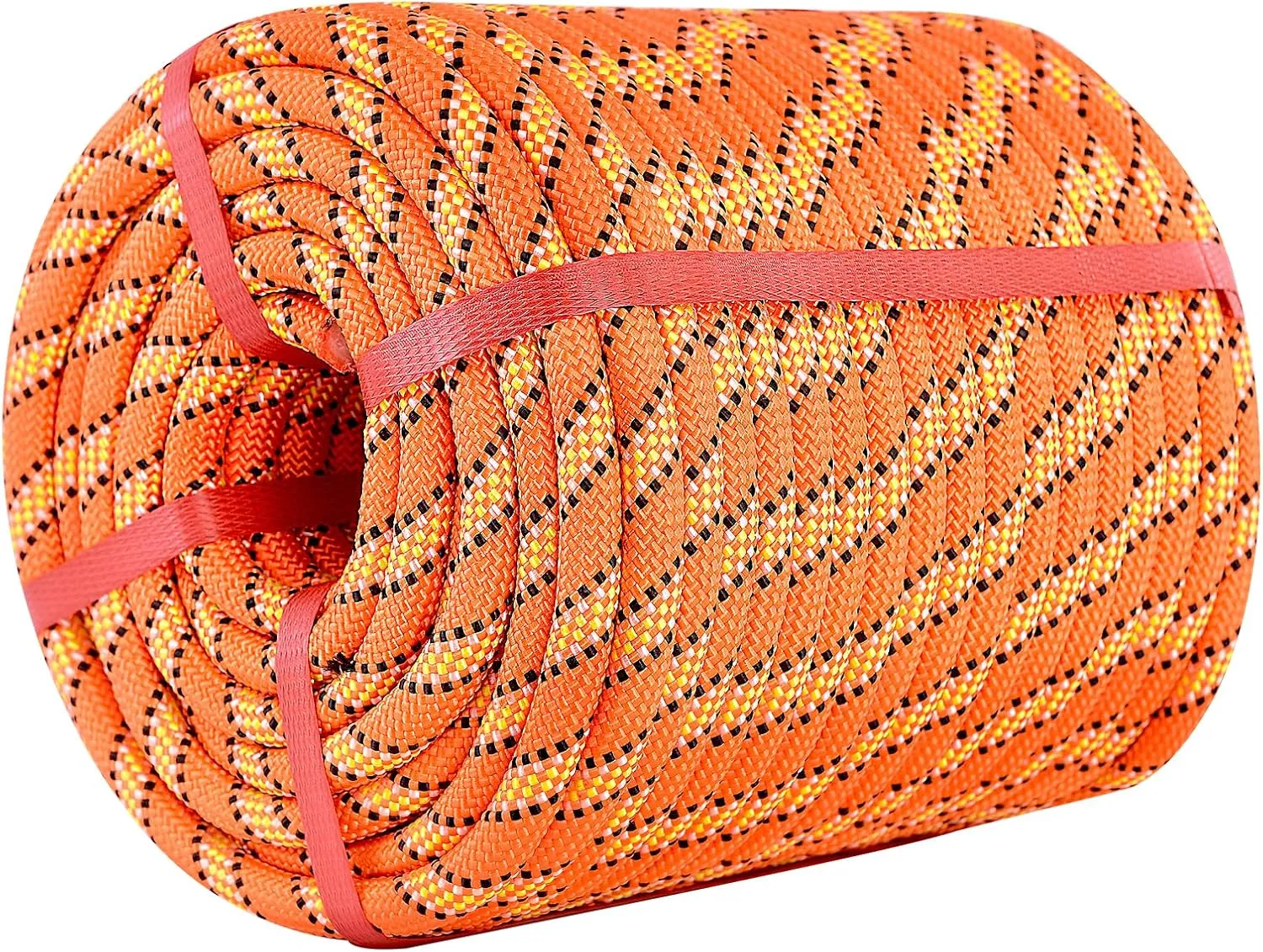 Double Braided Polyester Rope (1/2 in x 150 ft), High Strength Outdoor Climbing Rope, Strong Arborist Ropes for Rock Hiking Camping Construction Climbing Swing Sailing, Orange
