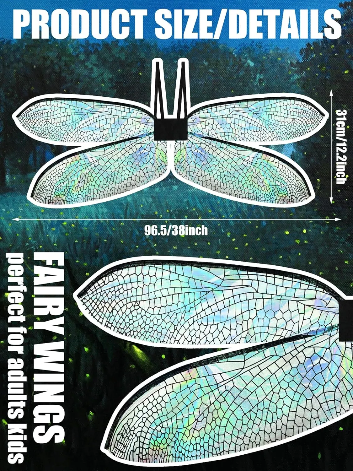 Dragonfly Wings for Adults Halloween Fairy Dragonfly Wings Costume Large Cosplay Dress up Festive Party Favor