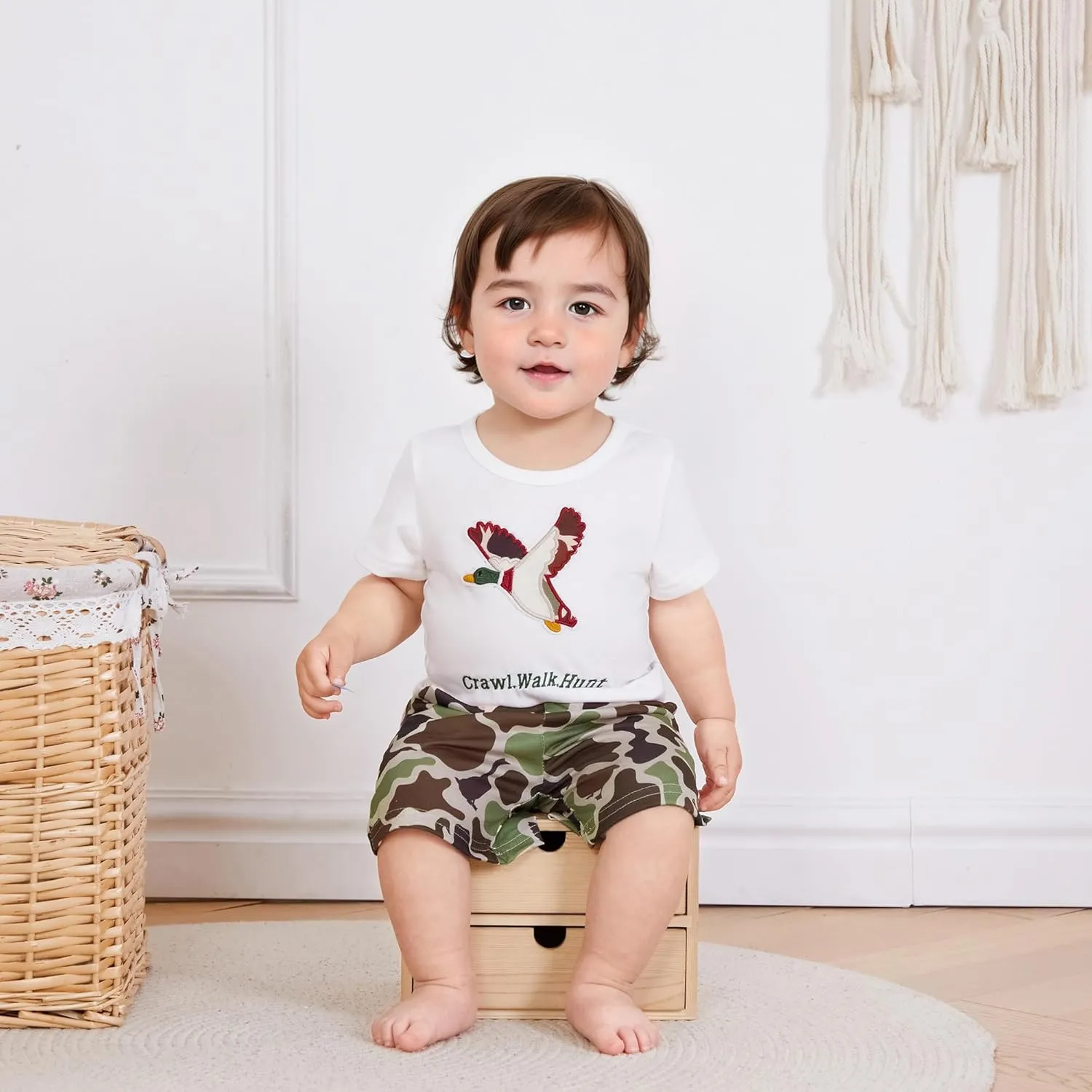 Emmababy Duck Camo Shorts Set Baby Boy Toddler Hunting Clothes Infant Camouflage Outfits Summer Short Sleeve Shirt Shorts Set