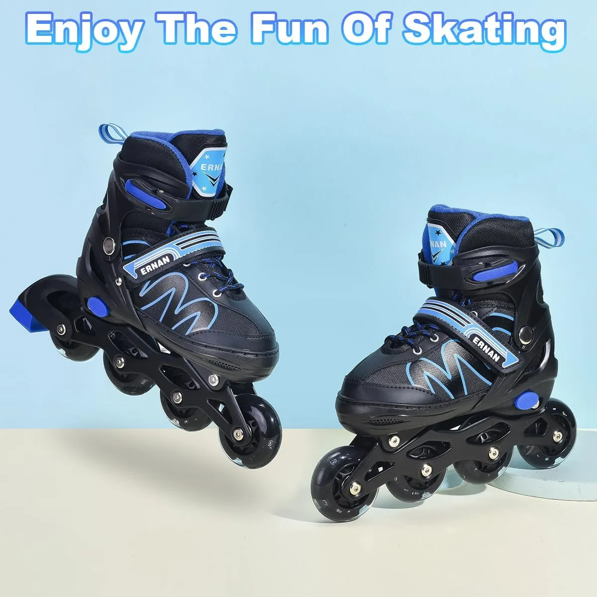 ERNAN Inline Roller Skates,Adjustable Inline Skate for Kids and Adults with Full Light Up Wheels,Outdoor Roller Blades for Boys and Girls, Men and Women