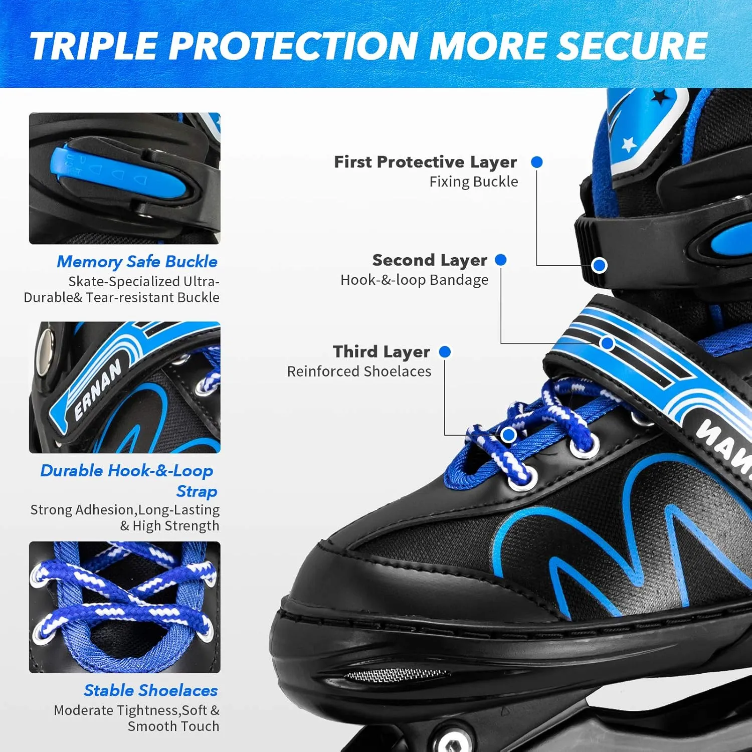 ERNAN Inline Roller Skates,Adjustable Inline Skate for Kids and Adults with Full Light Up Wheels,Outdoor Roller Blades for Boys and Girls, Men and Women