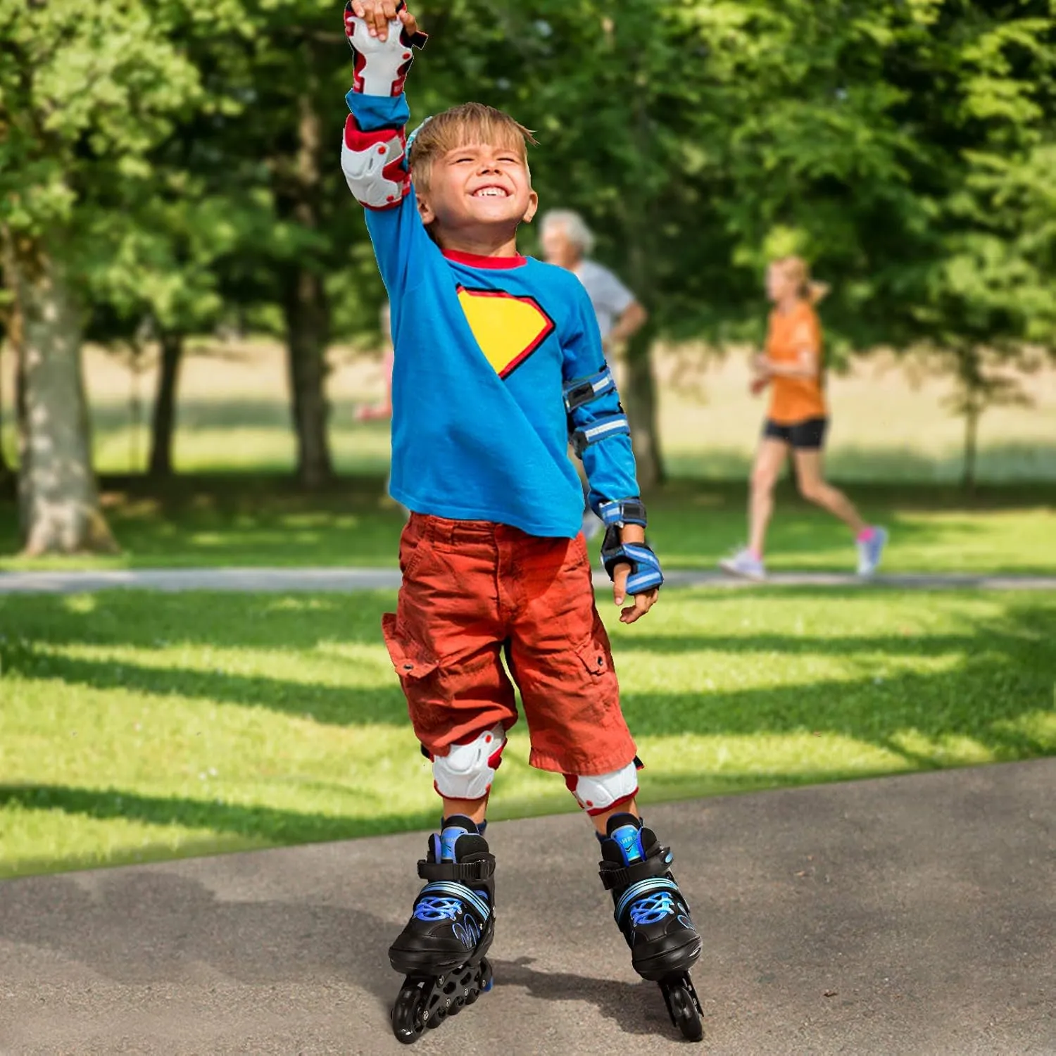 ERNAN Inline Roller Skates,Adjustable Inline Skate for Kids and Adults with Full Light Up Wheels,Outdoor Roller Blades for Boys and Girls, Men and Women