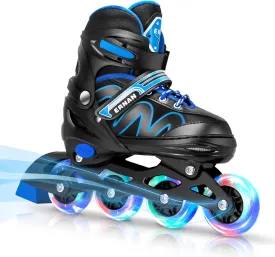 ERNAN Inline Roller Skates,Adjustable Inline Skate for Kids and Adults with Full Light Up Wheels,Outdoor Roller Blades for Boys and Girls, Men and Women