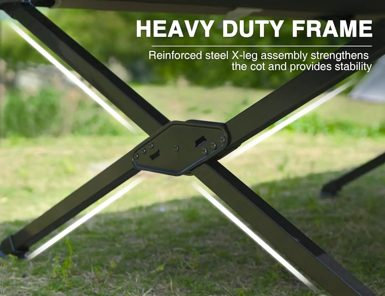 EVER ADVANCED Sleeping Cot for Adults, Heavy Duty Camping Cots for Outdoor with Carry Bag, Extra Wide Folding Bed Camp Cot, 84.3" L x 41.9" W, Supports to 550 lbs