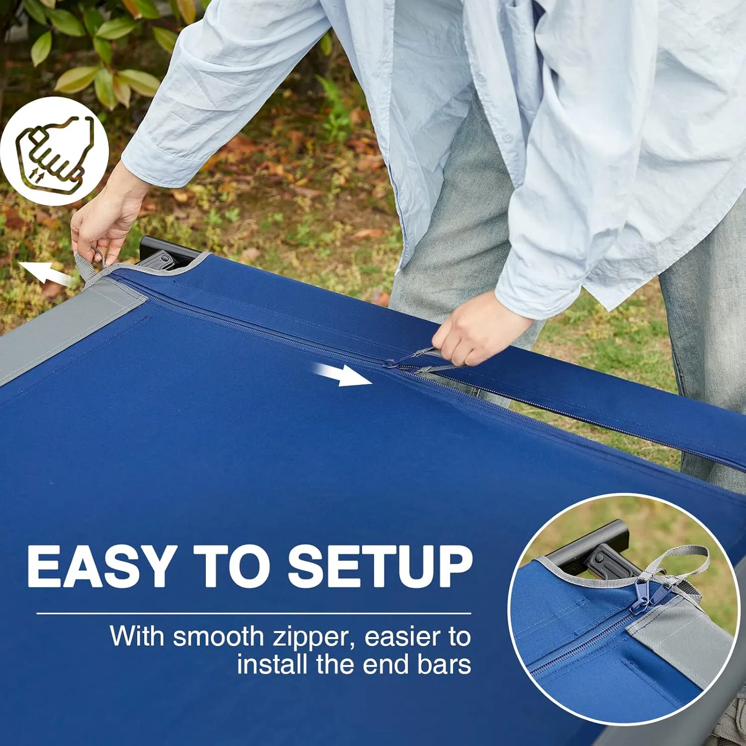 EVER ADVANCED Sleeping Cot for Adults, Heavy Duty Camping Cots for Outdoor with Carry Bag, Extra Wide Folding Bed Camp Cot, 84.3" L x 41.9" W, Supports to 550 lbs