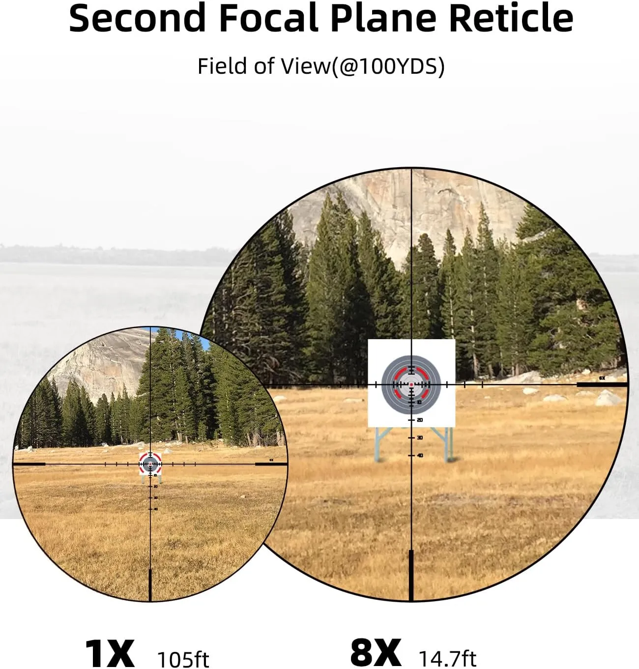 EZshoot LPVO Rifle Scope with Cantilever Mount, Illuminated Rangefinder Reticle Scope, Second Focal Plane Rifle Scopes with Zero Reset for Hunting