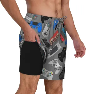 feelacle Mens Swim Trunks 9 Inch Inseam Board Shorts Beach Swimwear Bathing Suit with Compression Liner and Pockets