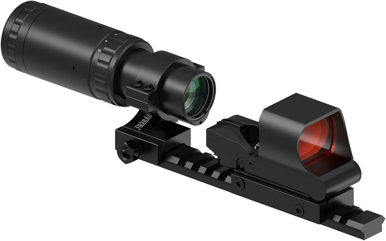 Feyachi M57/M37 1.5X - 5X Red Dot Magnifier with RS-30 Reflex Sight Combo, Multiple Reticle System Red Dot Sight & Magnifier Combo Built-in Flip Mount