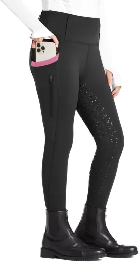 FitsT4 Sports Girls Riding Pants Full Seat High Waist Kids Equestrian Breeches Horse Schooling Tights Zipper Pockets