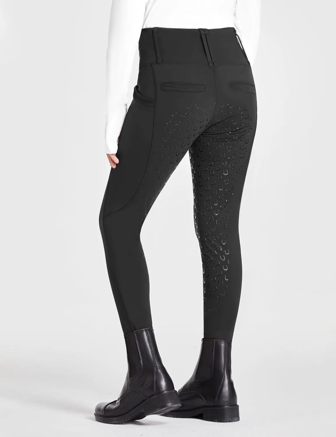 FitsT4 Sports Girls Riding Pants Full Seat High Waist Kids Equestrian Breeches Horse Schooling Tights Zipper Pockets