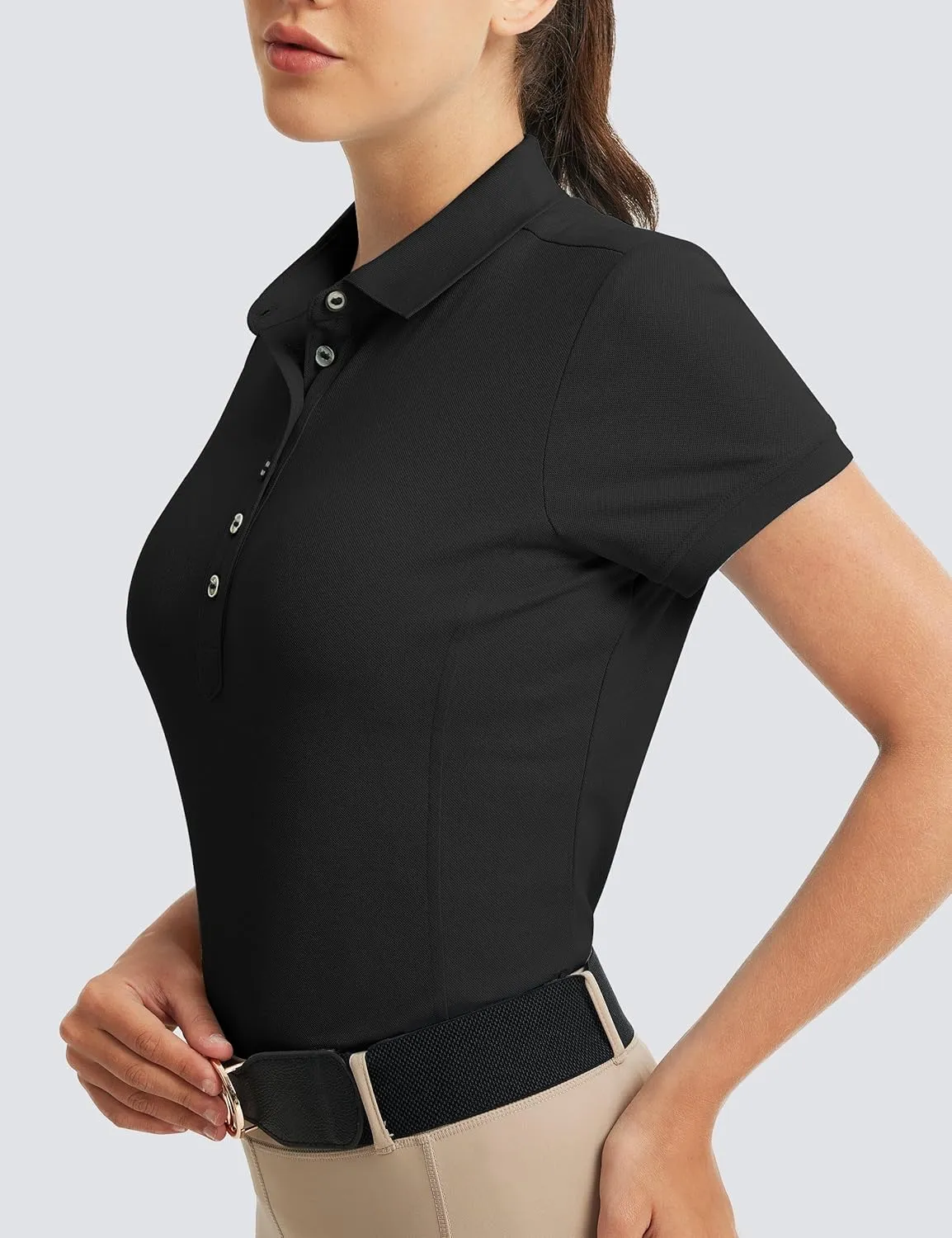 FitsT4 Sports Womens Equestrian Horse Riding Shirts Short Sleeve Moisture Wicking Polo Shirts for Golf Tennis Work
