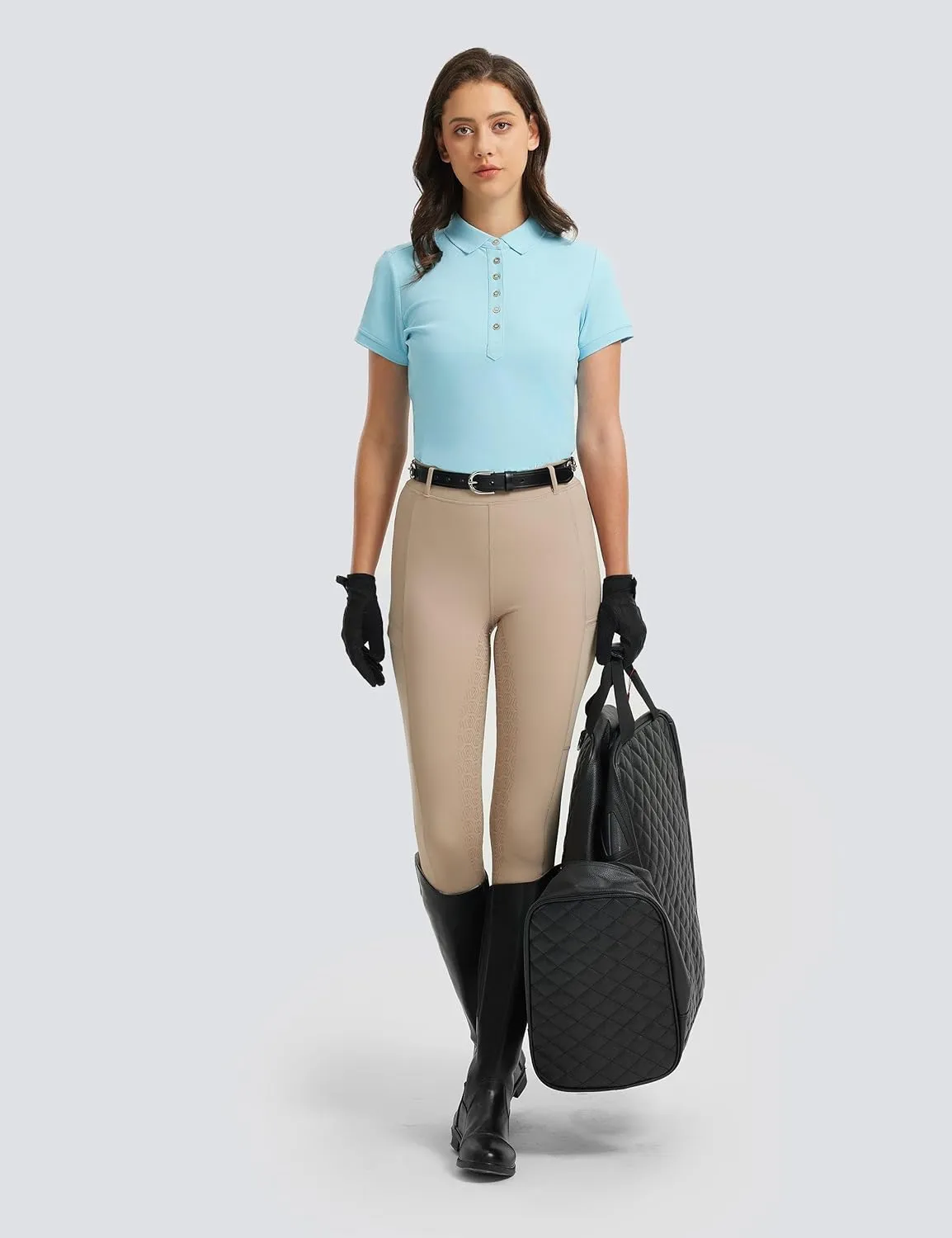 FitsT4 Sports Womens Equestrian Horse Riding Shirts Short Sleeve Moisture Wicking Polo Shirts for Golf Tennis Work