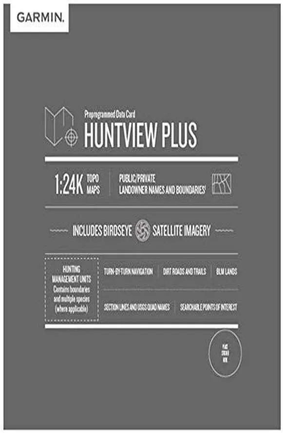 Garmin Huntview Plus, Preloaded microSD Cards With Hunting Management Units for Garmin Handheld GPS Devices, North Carolina