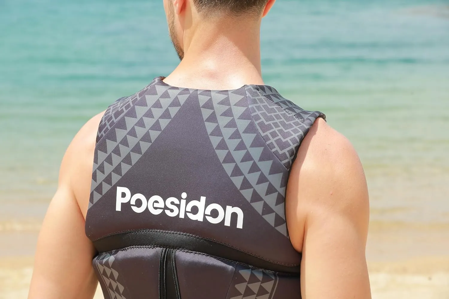 Geometric Print Life Vest, Zipper Front, Adjustable Buckles