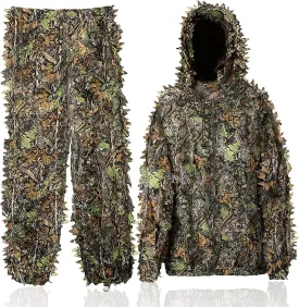 Ghillie Suit, 3D Leafy Camo Suit Hunting Camouflage Clothing Woodland Apparel for Hunting Airsoft Wildlife Photography