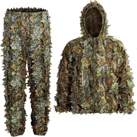 Ghillie Suit, Kids Adult 3D Leafy Camouflage Clothing, Camo Suit for Turkey Hunting, Hunting Suit for Outdoor Game Halloween
