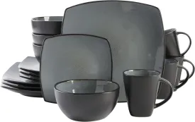 Gibson Soho Lounge Square Reactive Glaze Stoneware Dinnerware Set, Service for 4 (16pc), Eclipse