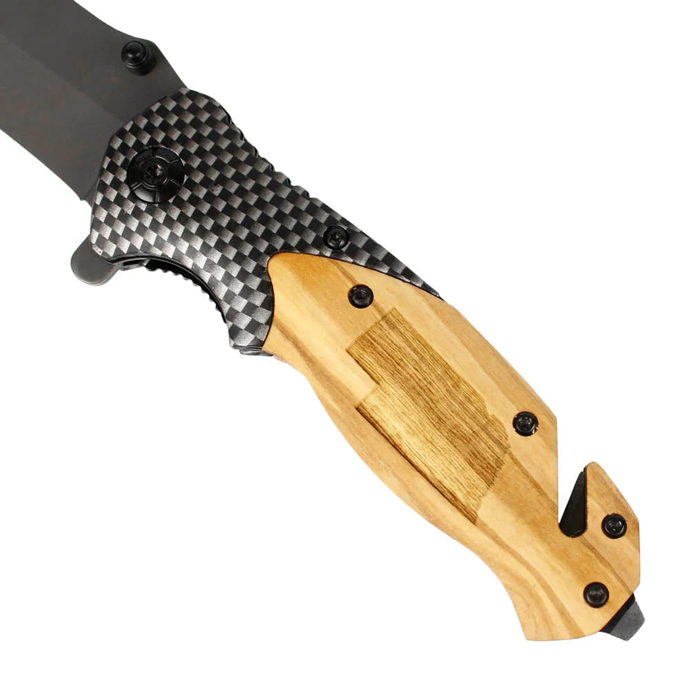 Graceful Creations TX Engraved Olive Wood Nebraska State Tactical Pocket Knife