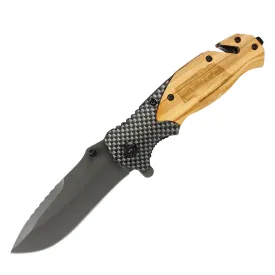Graceful Creations TX Engraved Olive Wood Nebraska State Tactical Pocket Knife