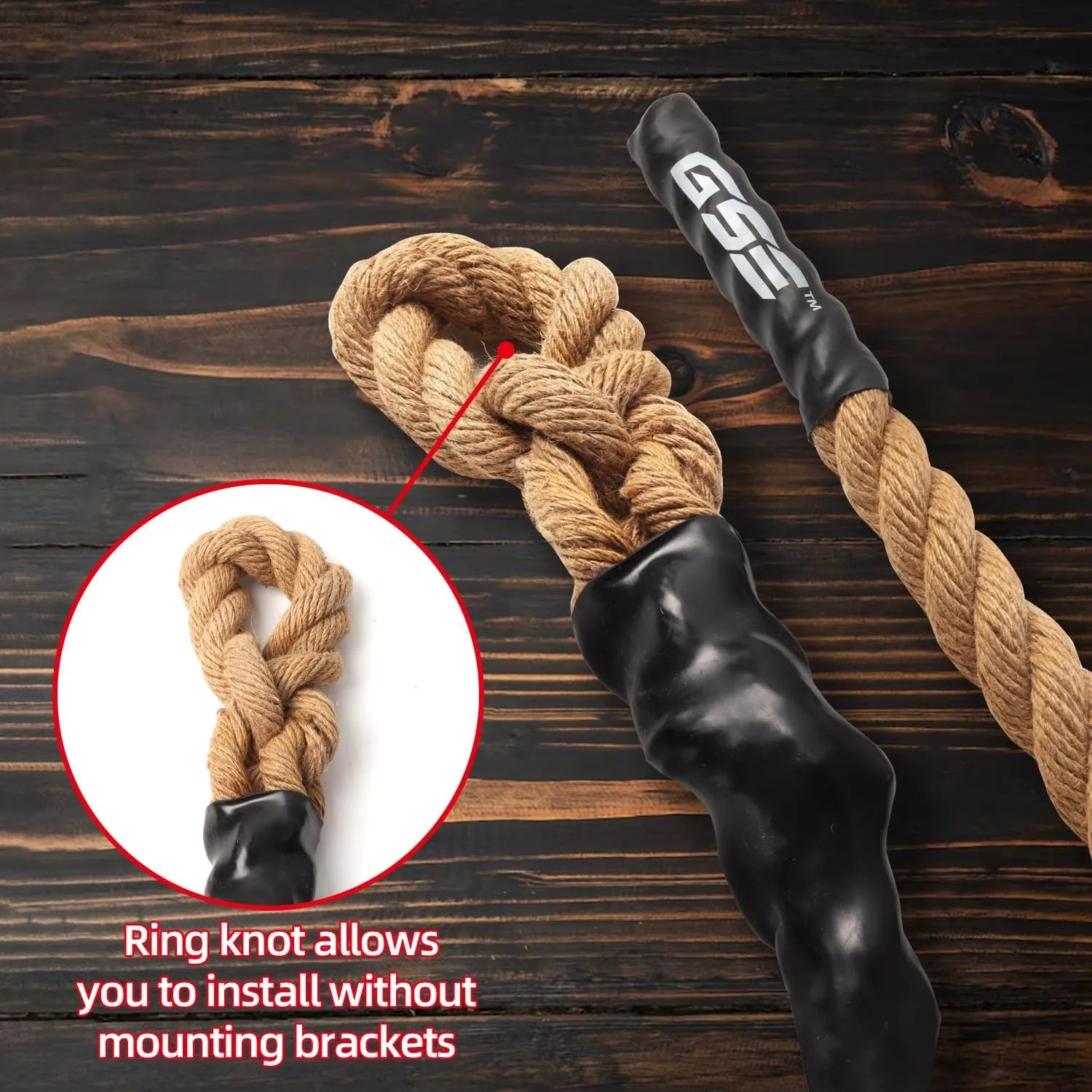 GSE Games & Sports Expert Gym Sisal Climbing Rope, Heavy Workout Rope for Indoor/Outdoor Workouts, Great for Climbing Exercises, Strength Training - 6,10,15,20,25,30,40,50 Feet Lengths Available