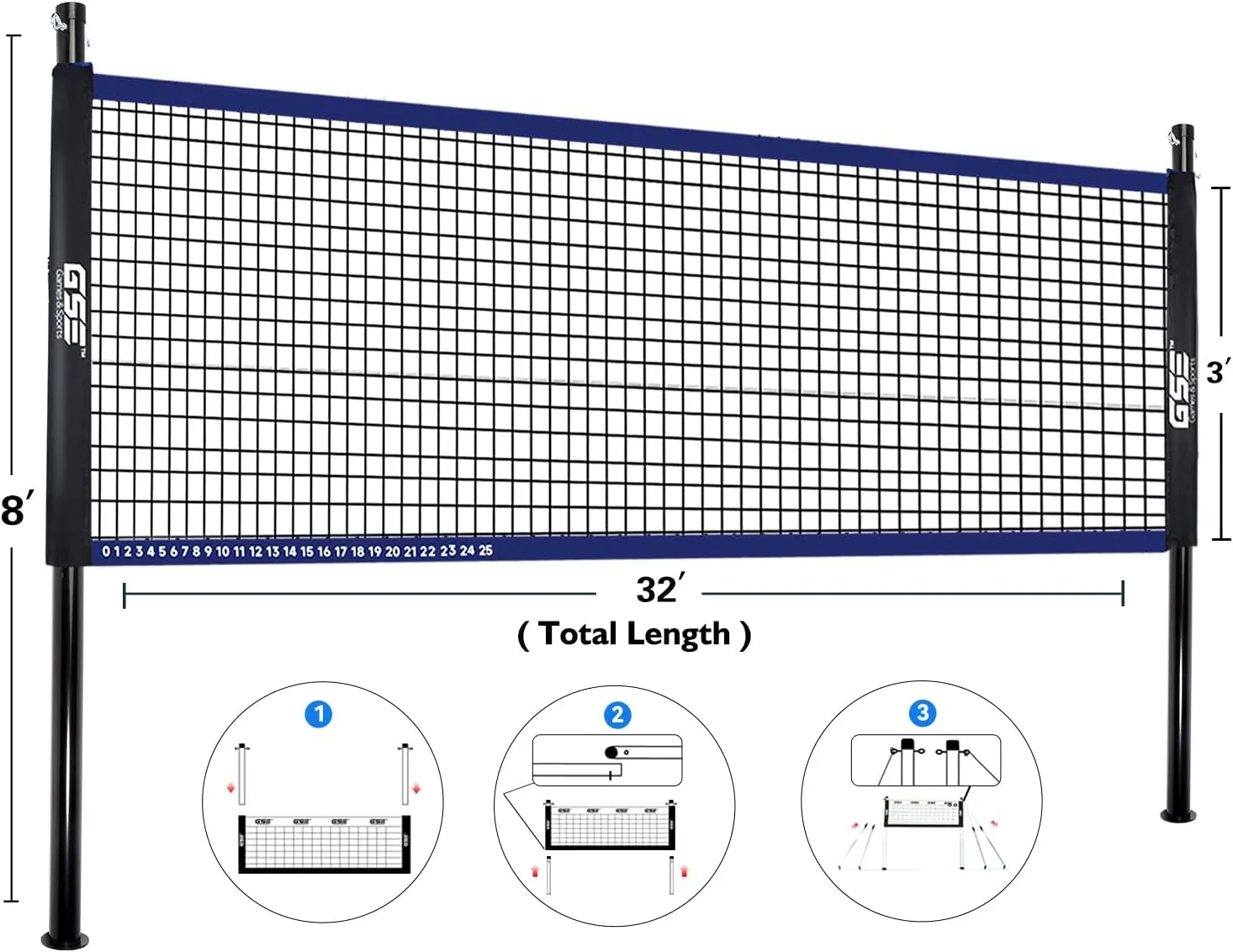 GSE Games & Sports Expert Outdoor Yard Sports Net Game Set for Backyards, Parks, Beach, Lawn. Volleyball Set, Badminton Set OR Volleyball & Badminton Combo Set Available