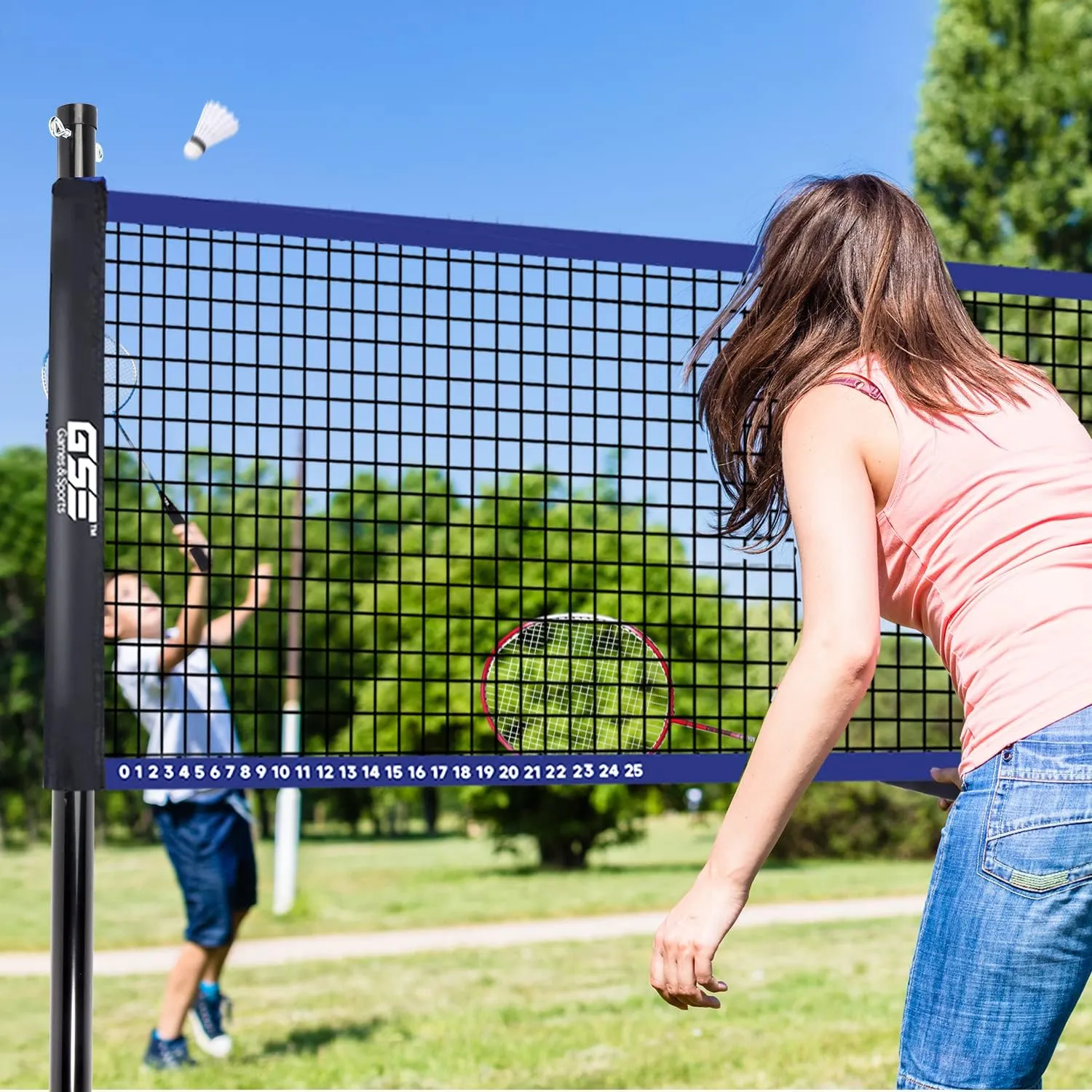 GSE Games & Sports Expert Outdoor Yard Sports Net Game Set for Backyards, Parks, Beach, Lawn. Volleyball Set, Badminton Set OR Volleyball & Badminton Combo Set Available