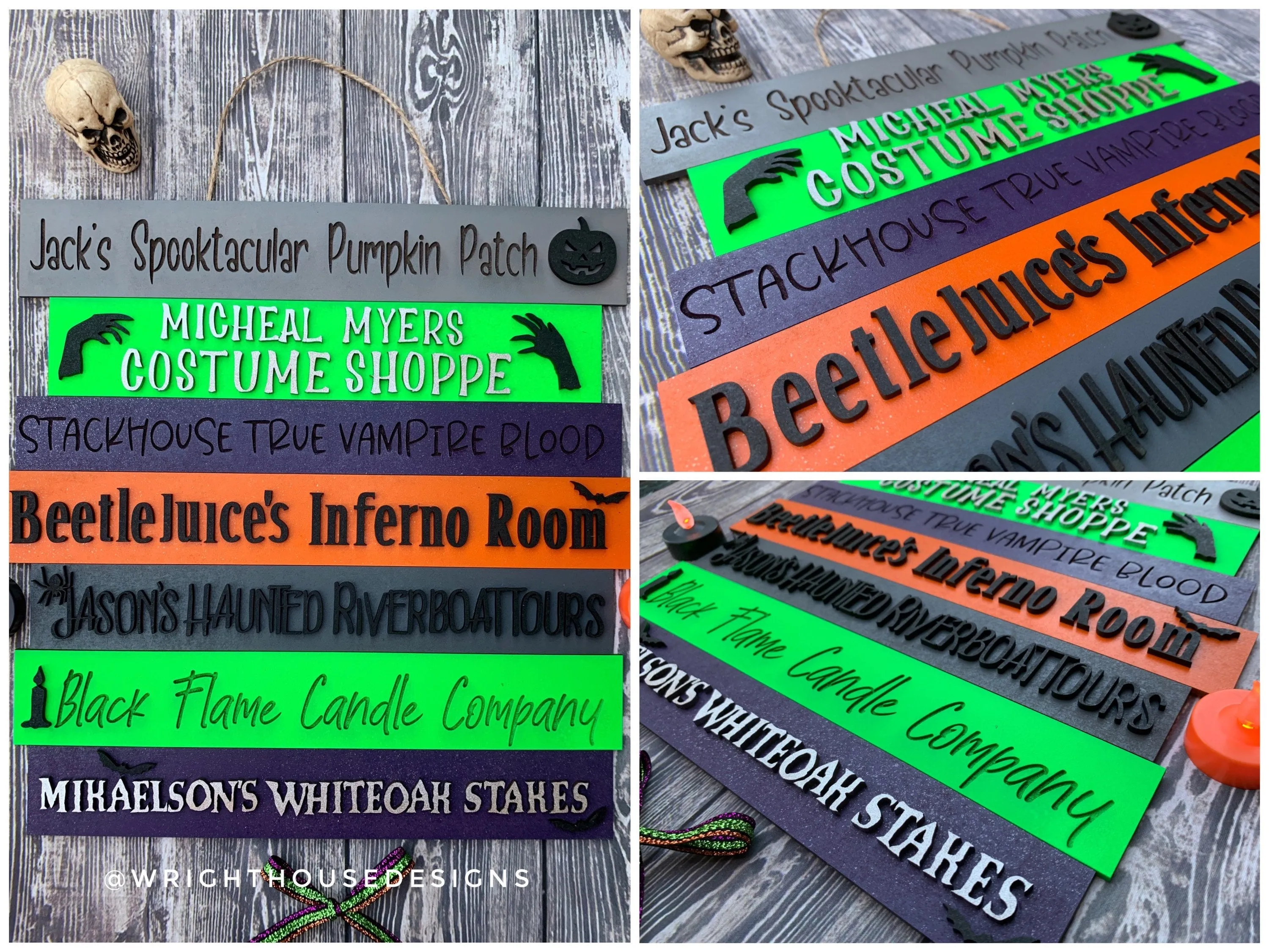 Halloween Horror Street Post Stacked Sign Bundle - Seasonal Wall Decor and DIY Kits - Cut File For Glowforge Lasers - Digital SVG File