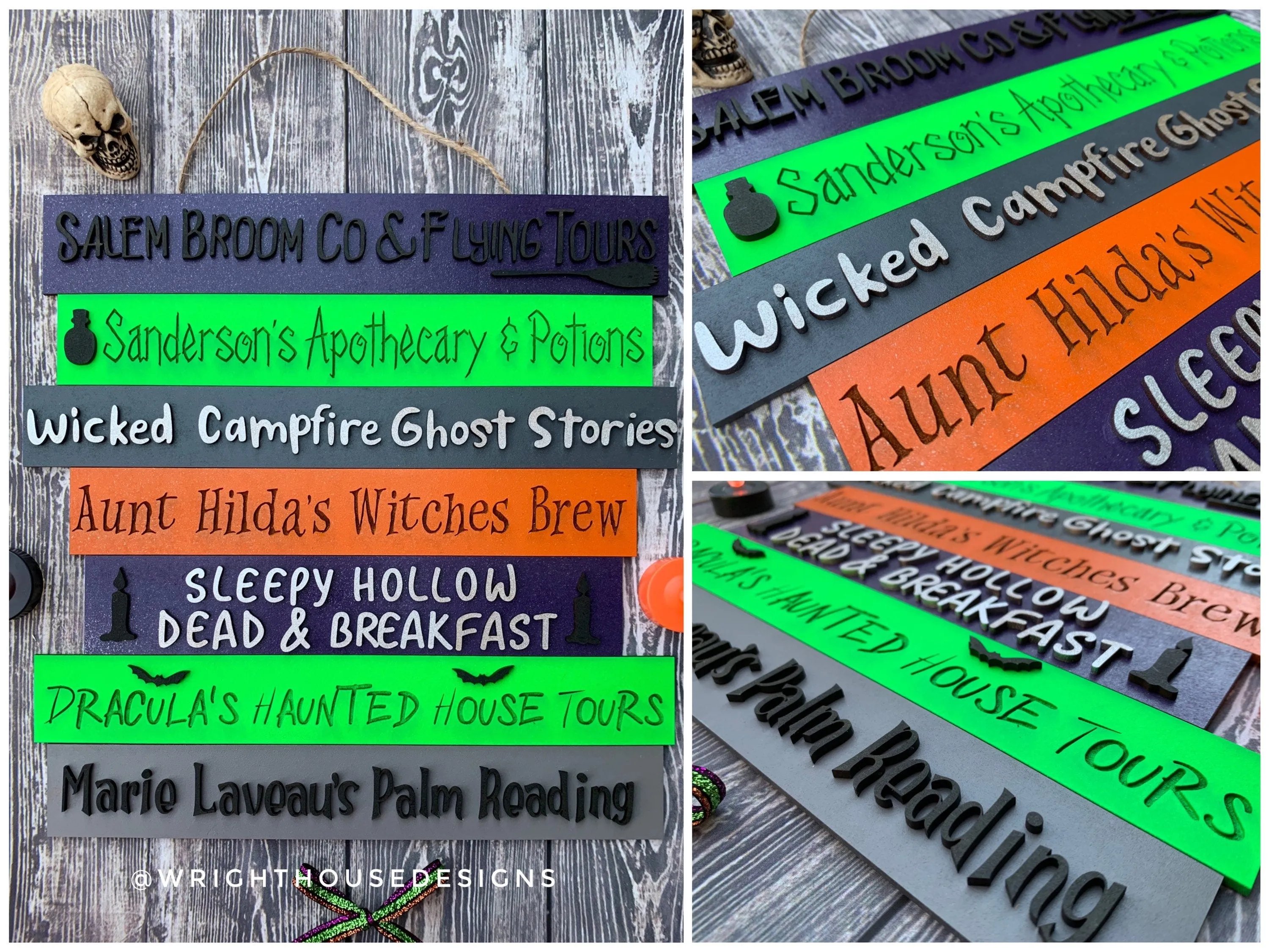 Halloween Horror Street Post Stacked Sign Bundle - Seasonal Wall Decor and DIY Kits - Cut File For Glowforge Lasers - Digital SVG File