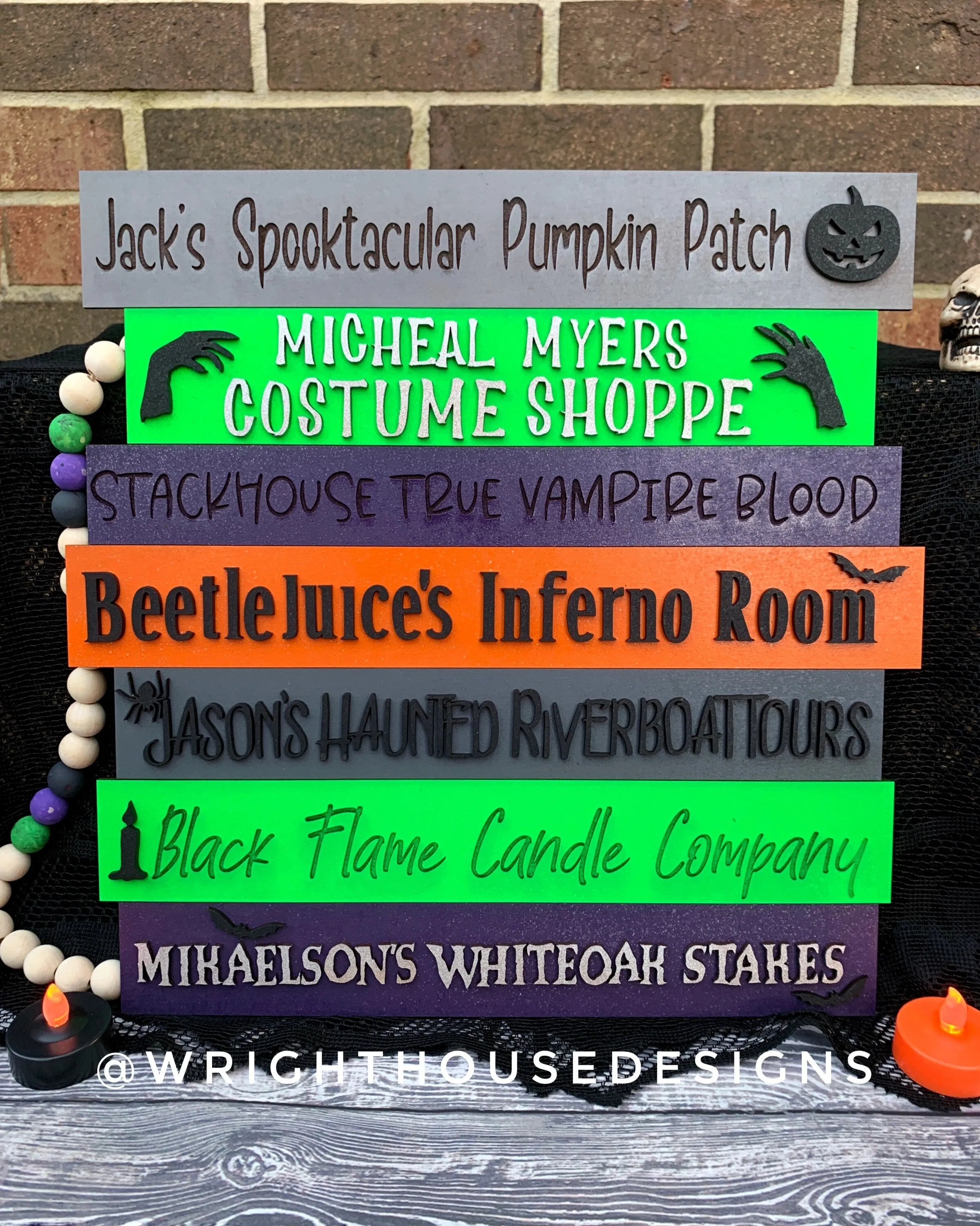 Halloween Horror Street Post Stacked Sign Bundle - Seasonal Wall Decor and DIY Kits - Cut File For Glowforge Lasers - Digital SVG File