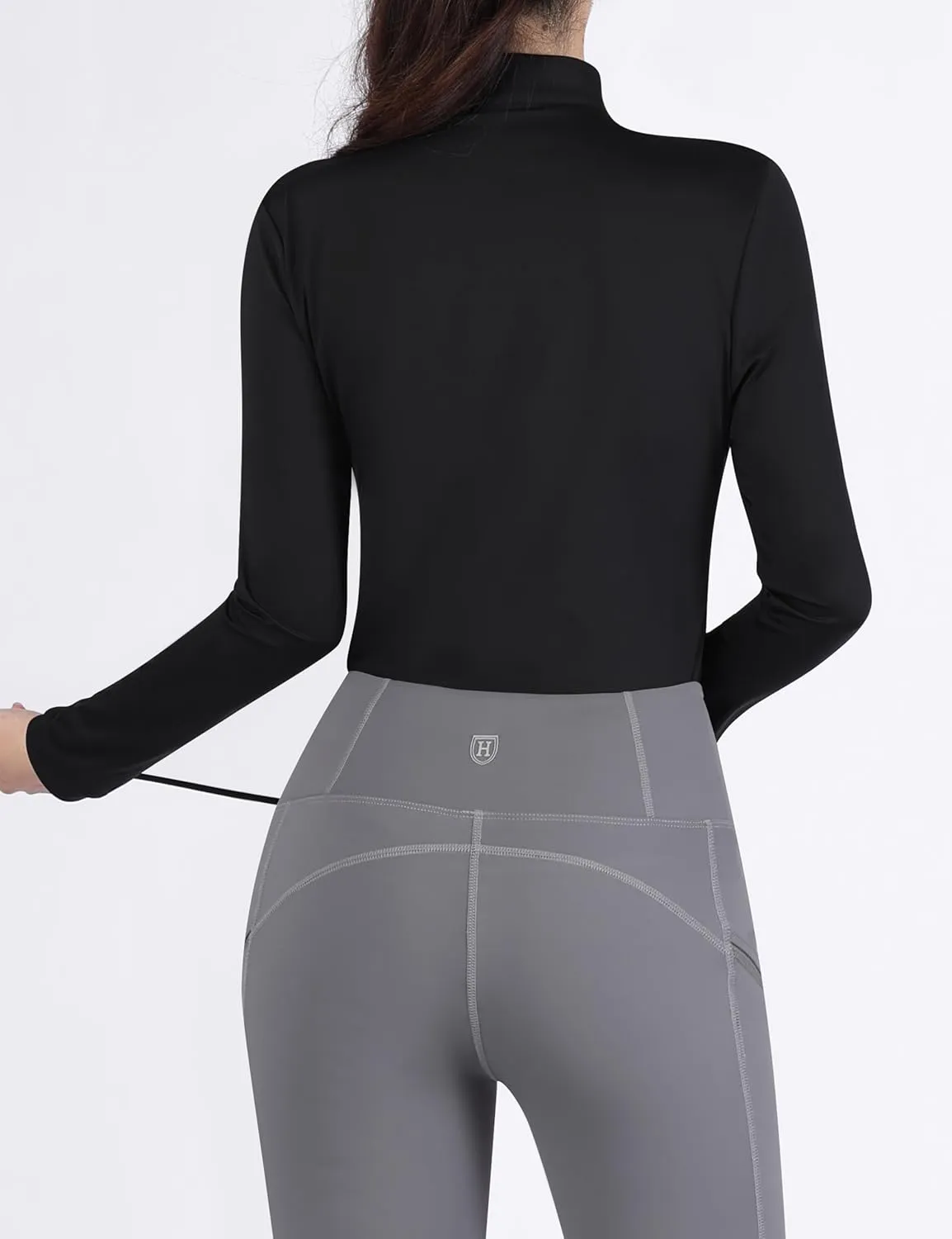 Harrison Howard Women's Equestrian Sweat Absorption Quick Drying Horse Riding Long Sleeve Shirt 1/4 Zip Base Layer