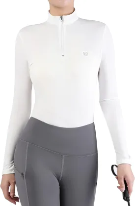 Harrison Howard Women's Equestrian Sweat Absorption Quick Drying Horse Riding Long Sleeve Shirt 1/4 Zip Base Layer