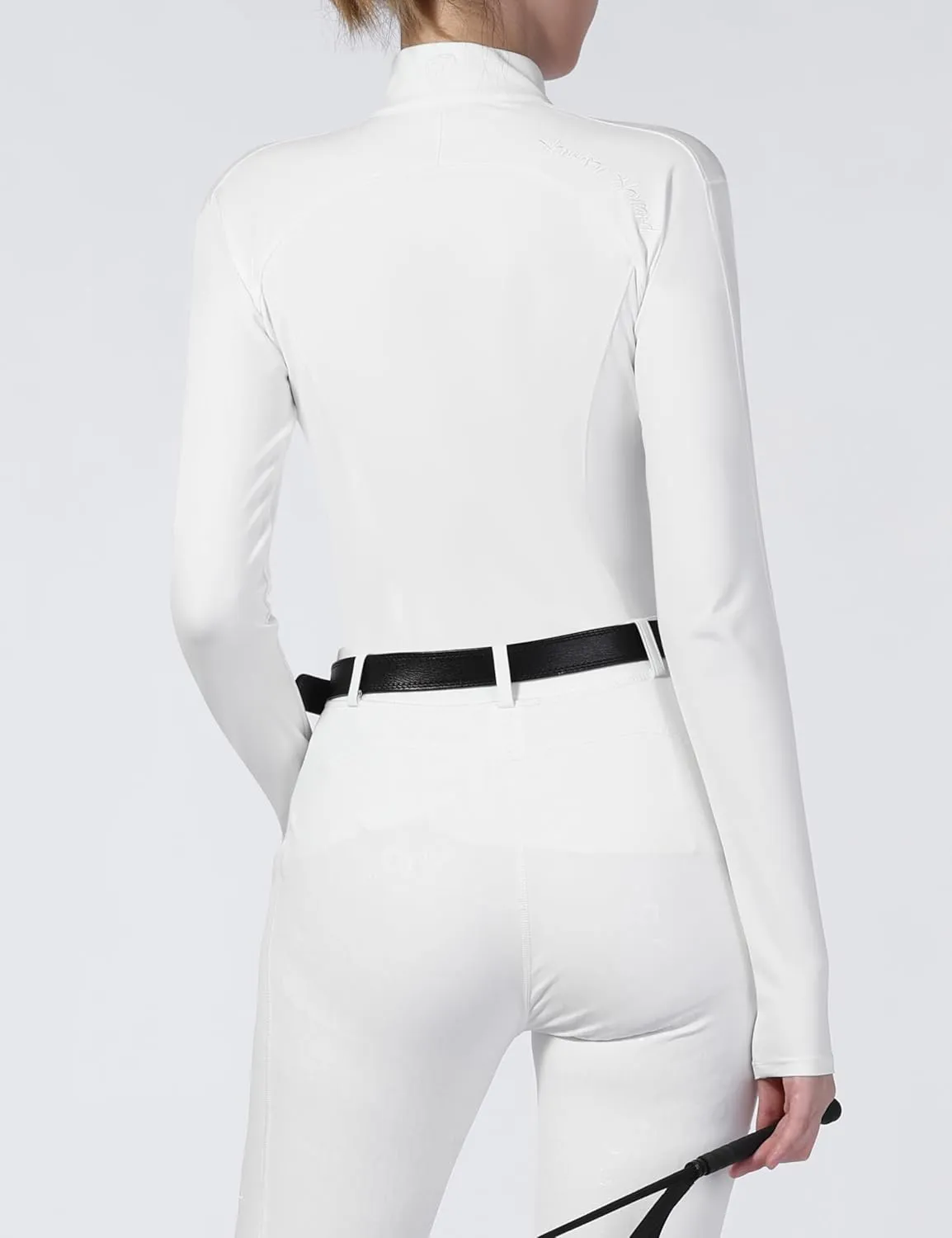 Harrison Howard Women's Horse Riding Shirts Long Sleeve Rider Top Stand Collar with Embroidery Equestrian Show Shirts