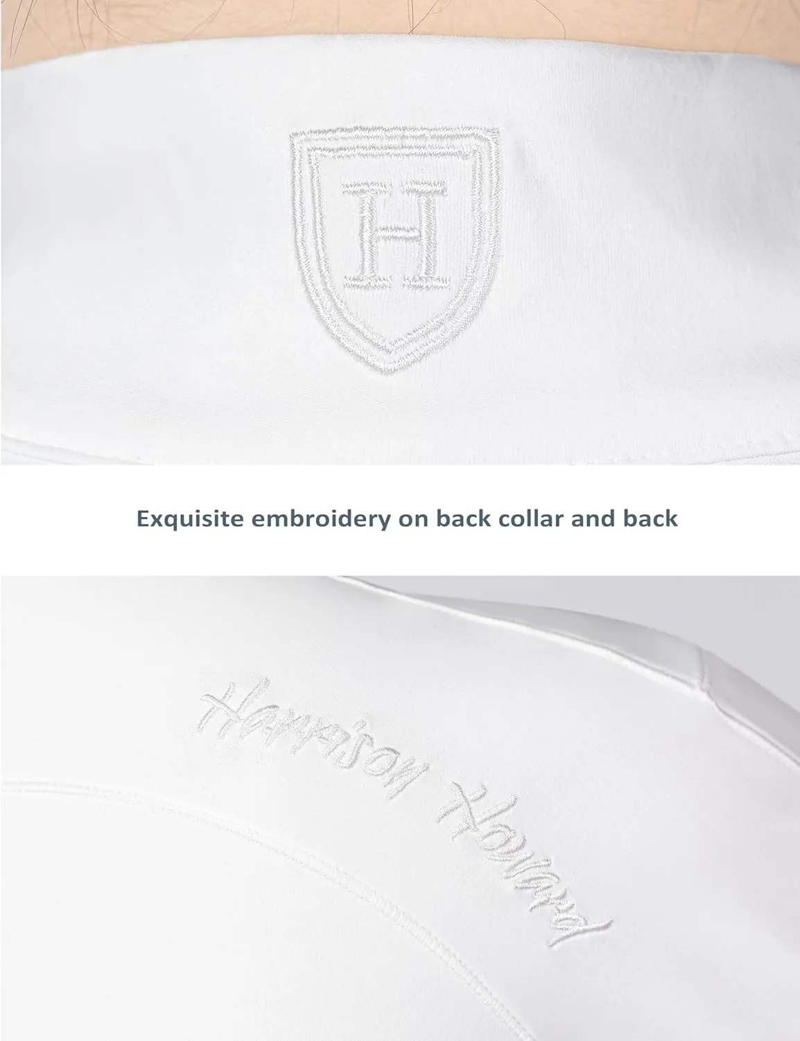 Harrison Howard Women's Horse Riding Shirts Long Sleeve Rider Top Stand Collar with Embroidery Equestrian Show Shirts
