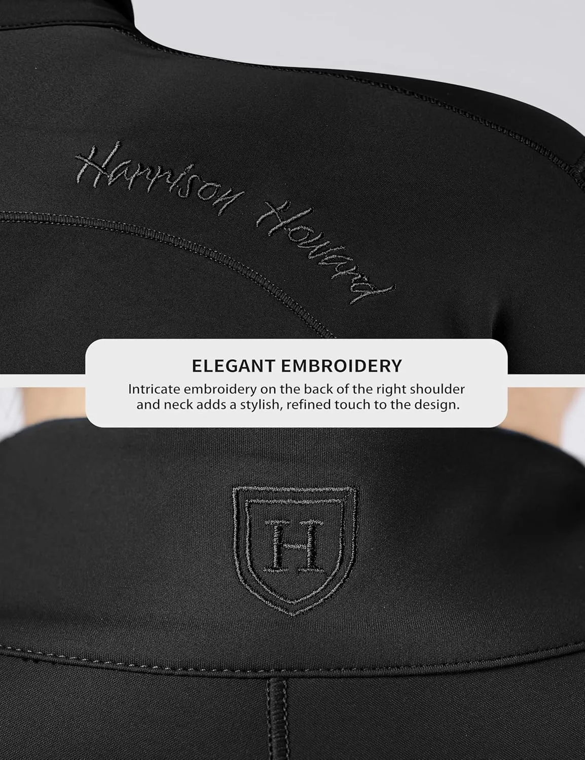 Harrison Howard Women's Horse Riding Shirts Long Sleeve Rider Top Stand Collar with Embroidery Equestrian Show Shirts