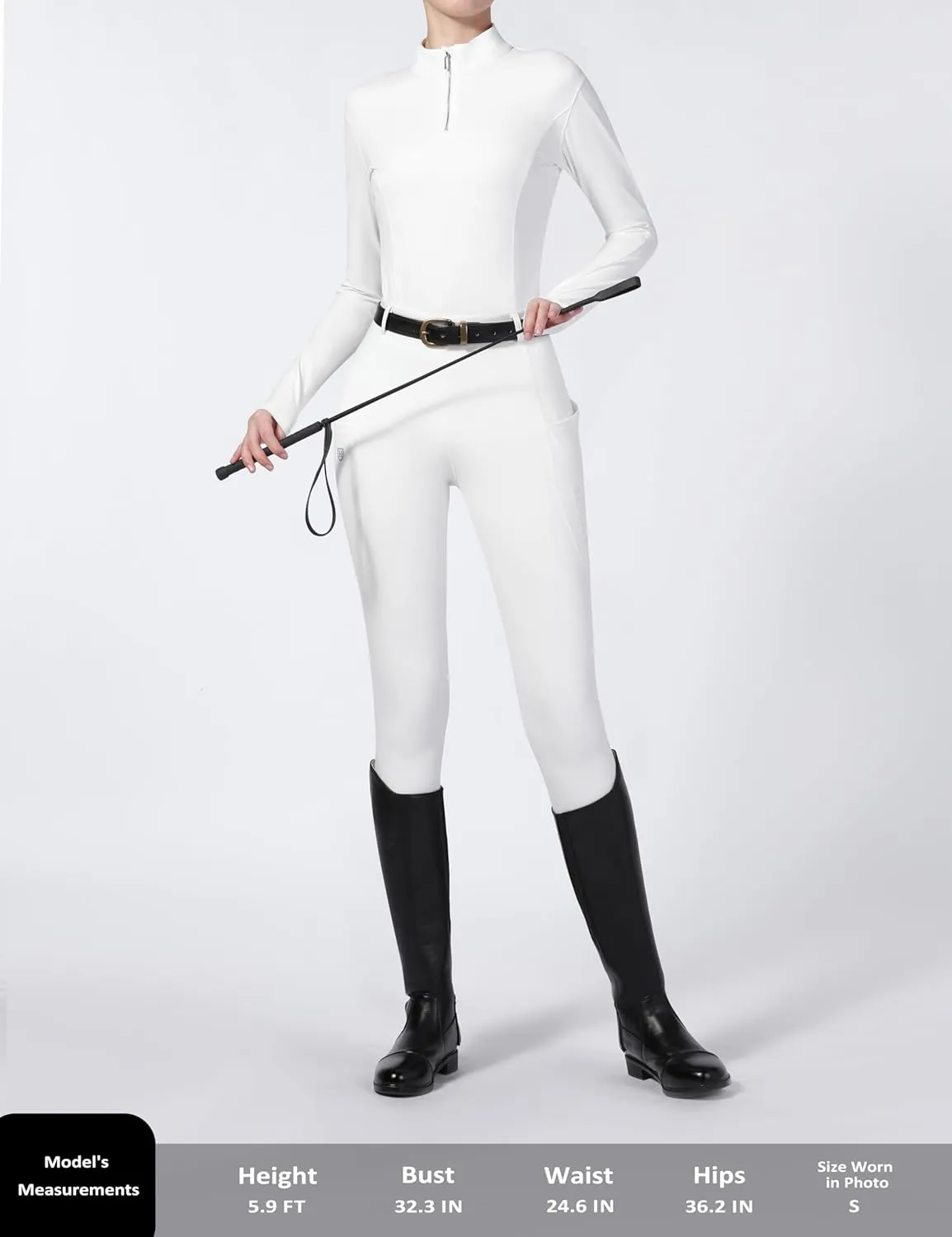 Harrison Howard Women's Horse Riding Shirts Long Sleeve Rider Top Stand Collar with Embroidery Equestrian Show Shirts