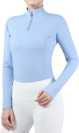 Harrison Howard Women's Horse Riding Shirts Long Sleeve Rider Top Stand Collar with Embroidery Equestrian Show Shirts