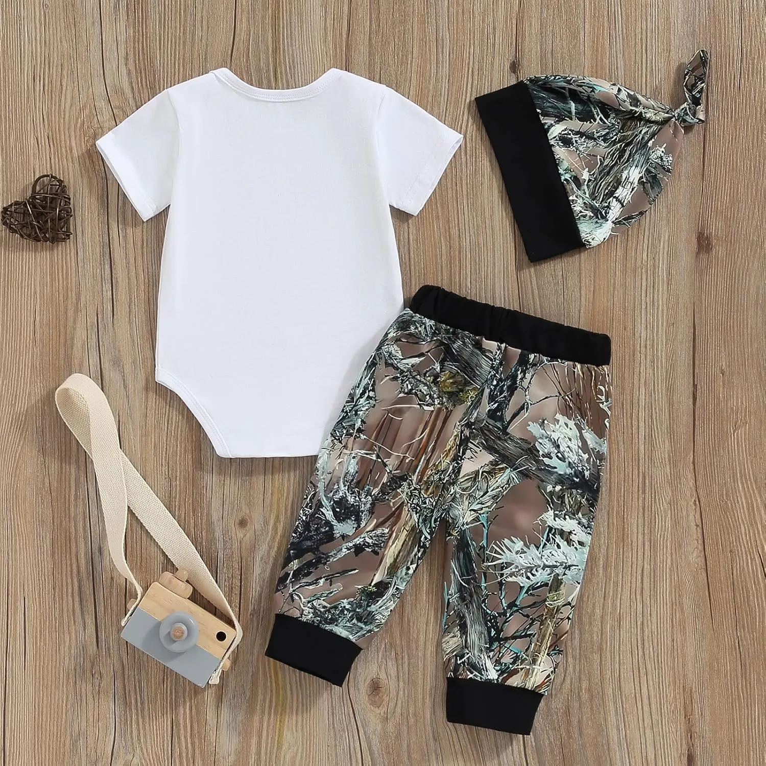 Hunting Baby Clothes Newborn Infant Boys Duck Deer Hunting Bodysuit and Jungle Camo Pants Outfit Set