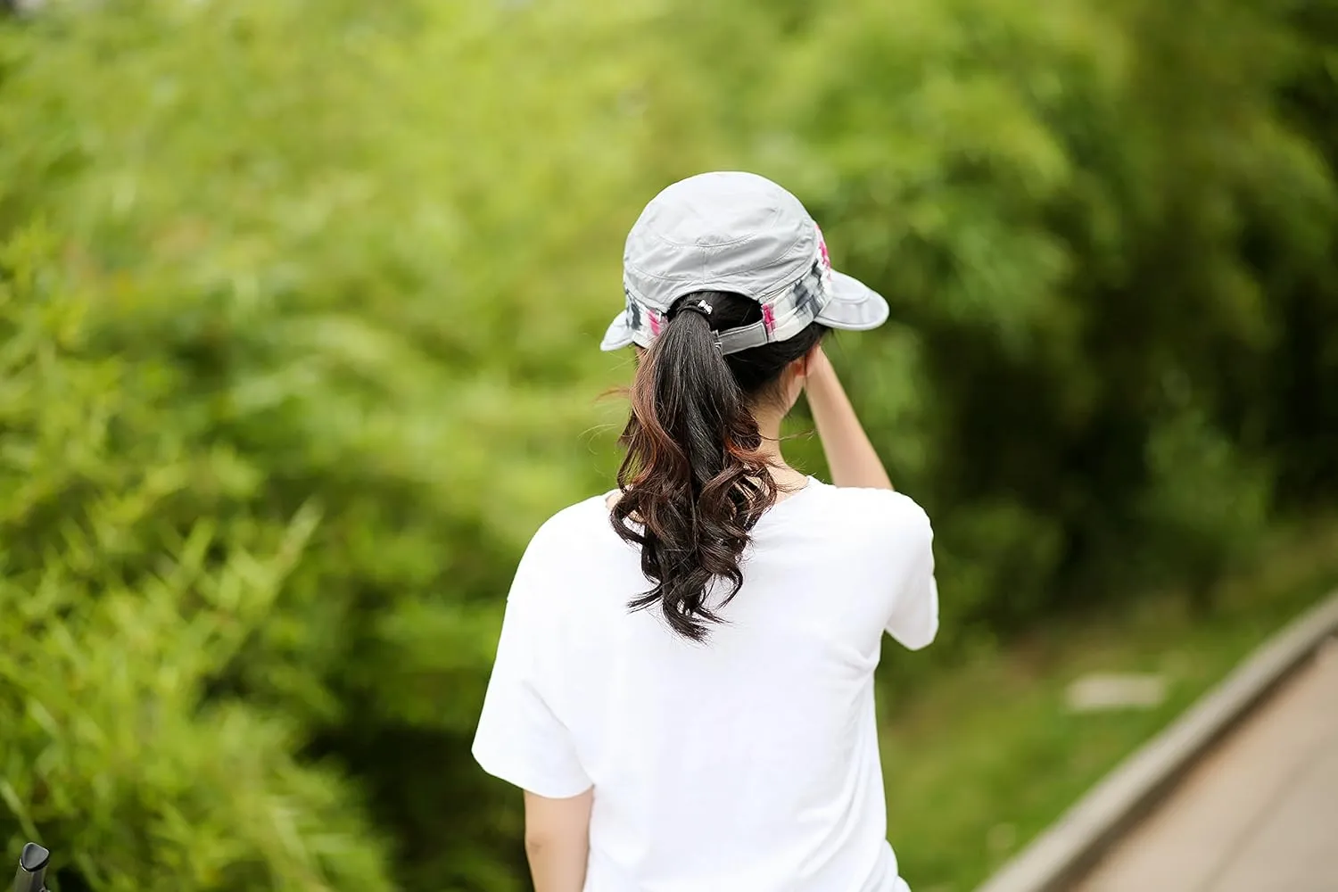 icolor Women Sun Hats UPF 50 Sun Protection Hat Summer Outdoor Neck Shield Flap Visor Hat Ponytail Hats Wide Brim Beach Hat