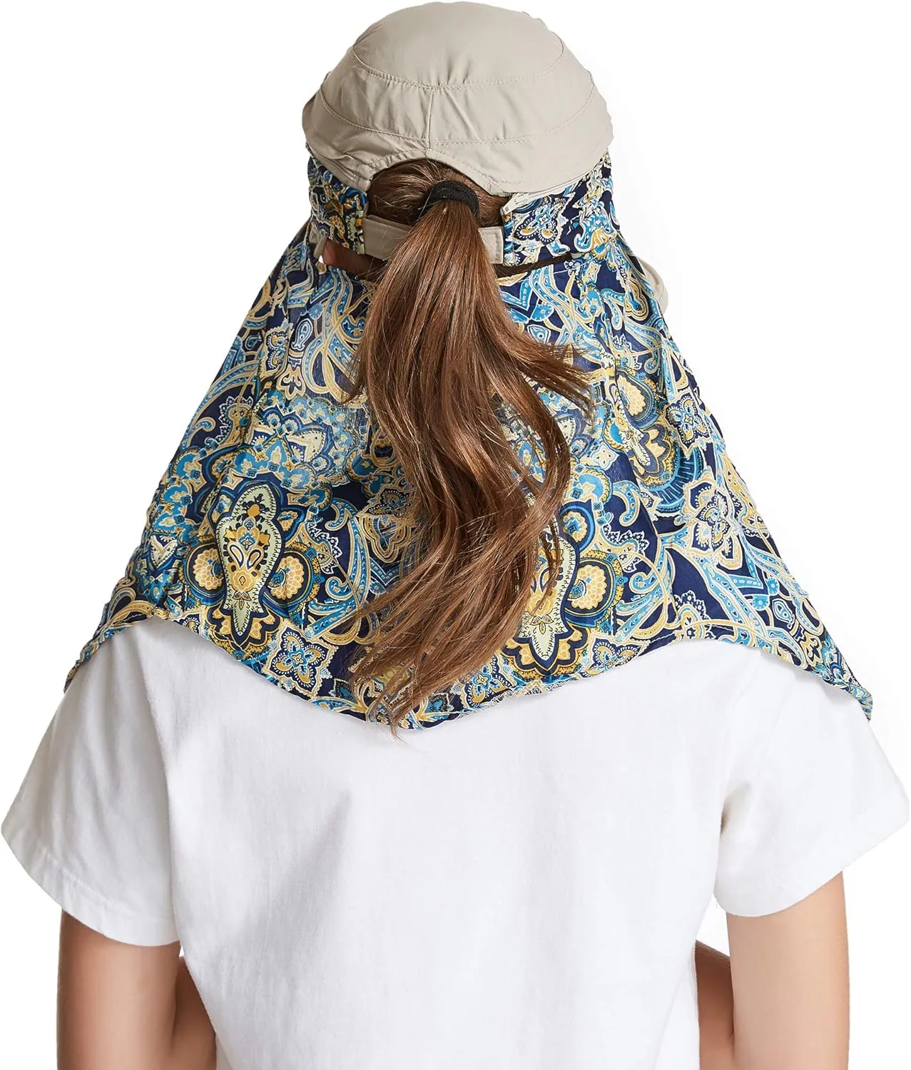 icolor Women Sun Hats UPF 50 Sun Protection Hat Summer Outdoor Neck Shield Flap Visor Hat Ponytail Hats Wide Brim Beach Hat