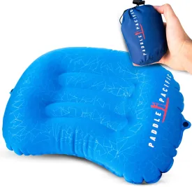 Inflatable SUP Paddle Board Pillow - Waterproof Self Inflatable Compact Travel Pillow - Also Great for Camping, Airplanes, Hammocks & More - Adjustable Neck Support with Built in Anti-Slip Straps