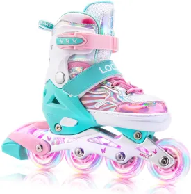 Inline Skates for Girls and Kids, Roller Skates Blades with 4 Size Adjustable Light up Wheels for Kids Girls Beginner Ages 4-8 5-8 6-12 8-12 Indoor Outdoor