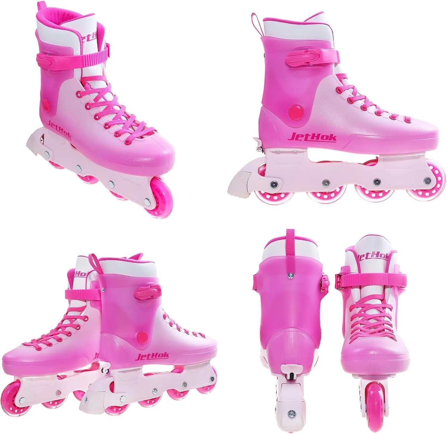 Inline Skates for Women Girls Adjustable Size,Inlineskates Removable Brake, ABEC-7 Bearings, for Outdoor Indoor Skating Barbie Pink
