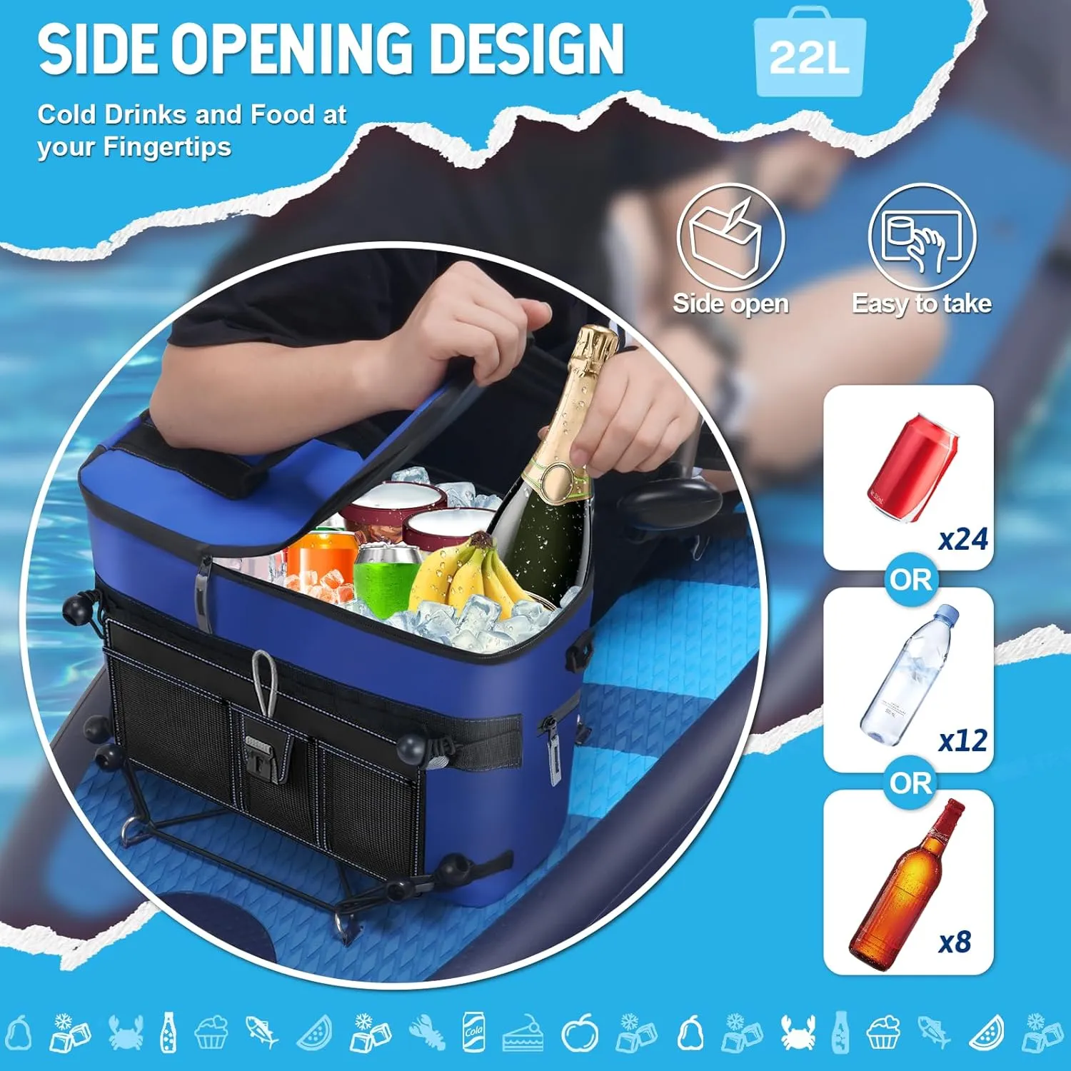 Kayak Cooler, Waterproof Kayak Seat Back Cooler for Kayaks-Chair Style Seats, Kayak Accessories Cooler Bag, Portable Ice Chest Cooler for Kayaking, Travel, Camping, Beach, Picnic (Military Green)