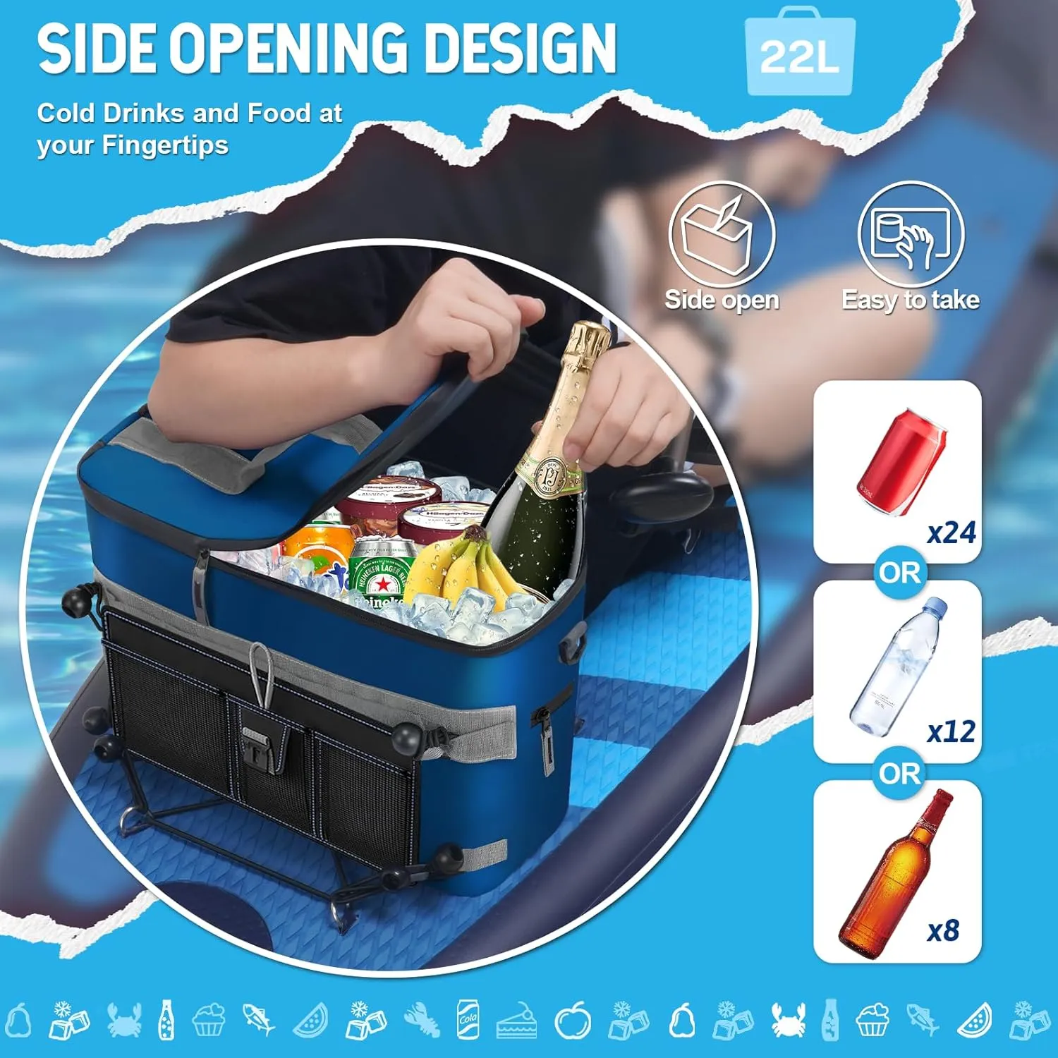 Kayak Cooler, Waterproof Kayak Seat Back Cooler for Kayaks-Chair Style Seats, Kayak Accessories Cooler Bag, Portable Ice Chest Cooler for Kayaking, Travel, Camping, Beach, Picnic (Military Green)