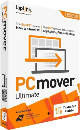 Laplink PCmover Ultimate 11 - Migration of your Applications, Files and Settings from an Old PC to a New PC - Data Transfer Software - With Optional High Speed Ethernet Cable - 1 License