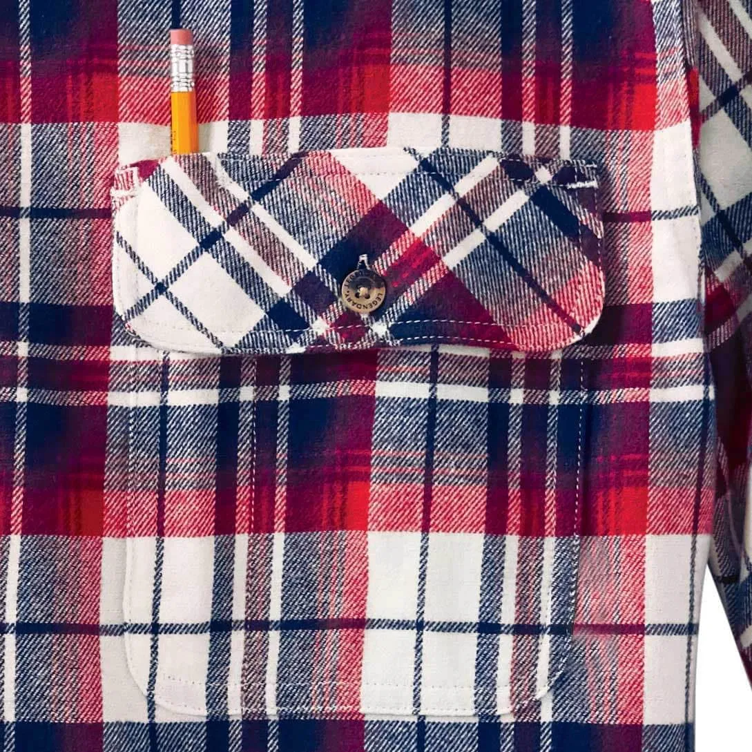 Legendary Whitetails Men's Buck Camp Flannel, Long Sleeve Plaid Button Down Casual Shirt, Corduroy Cuffs