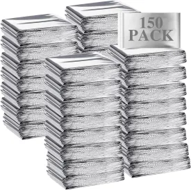 Macarrie Emergency Blanket Bulk Survival Thermal Silver Foil Reflective Blankets Pack for Cold Outdoors Camping Hiking First Aid Shelter Space Emergency Supplies Set
